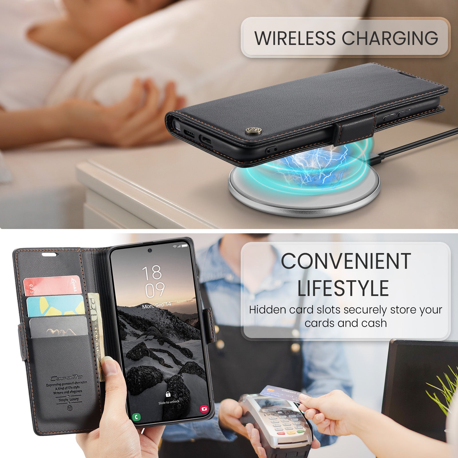 Samsung Galaxy S26 Ultra CaseMe Retro Wallet Case [Black]