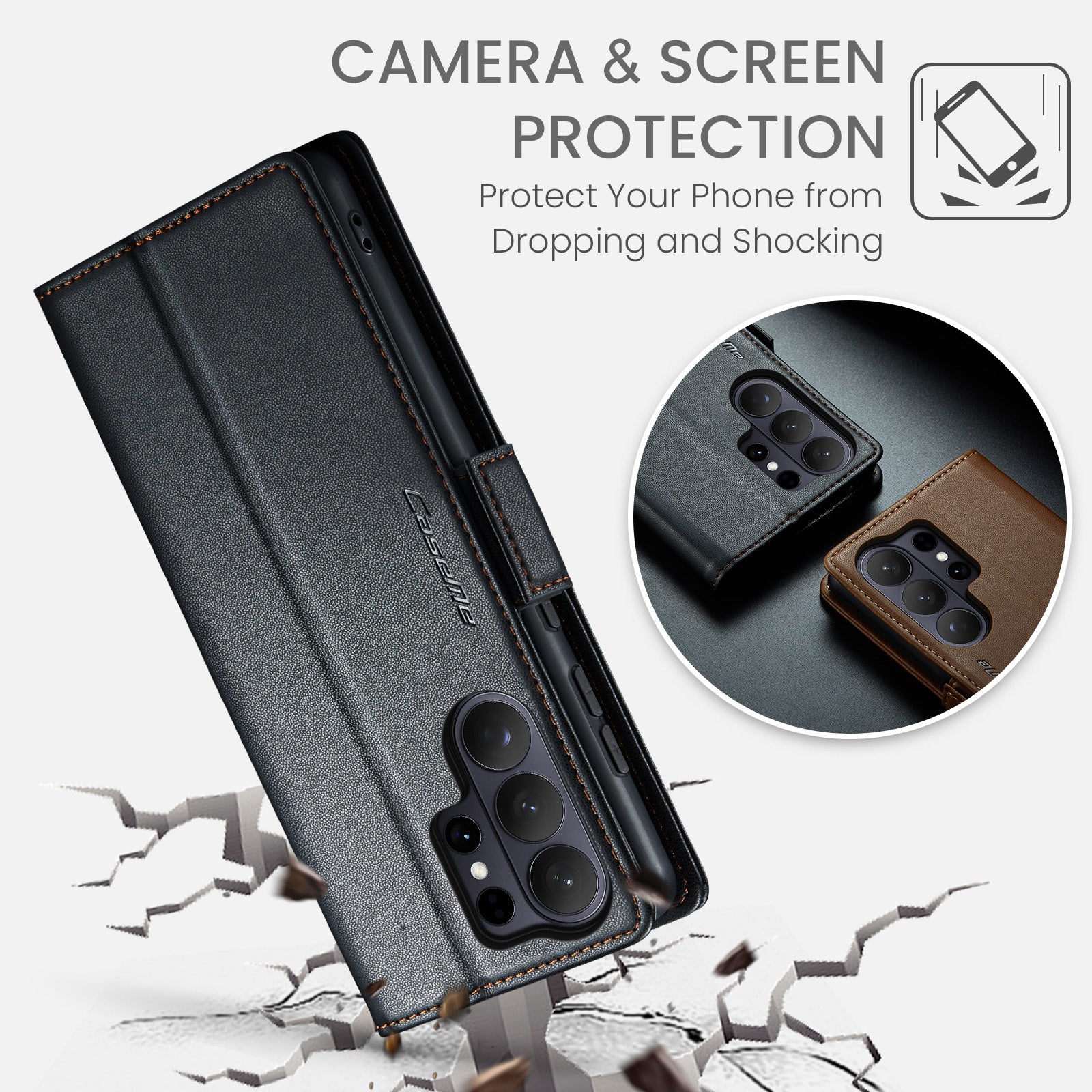 Samsung Galaxy S26 Ultra CaseMe Retro Wallet Case [Black]