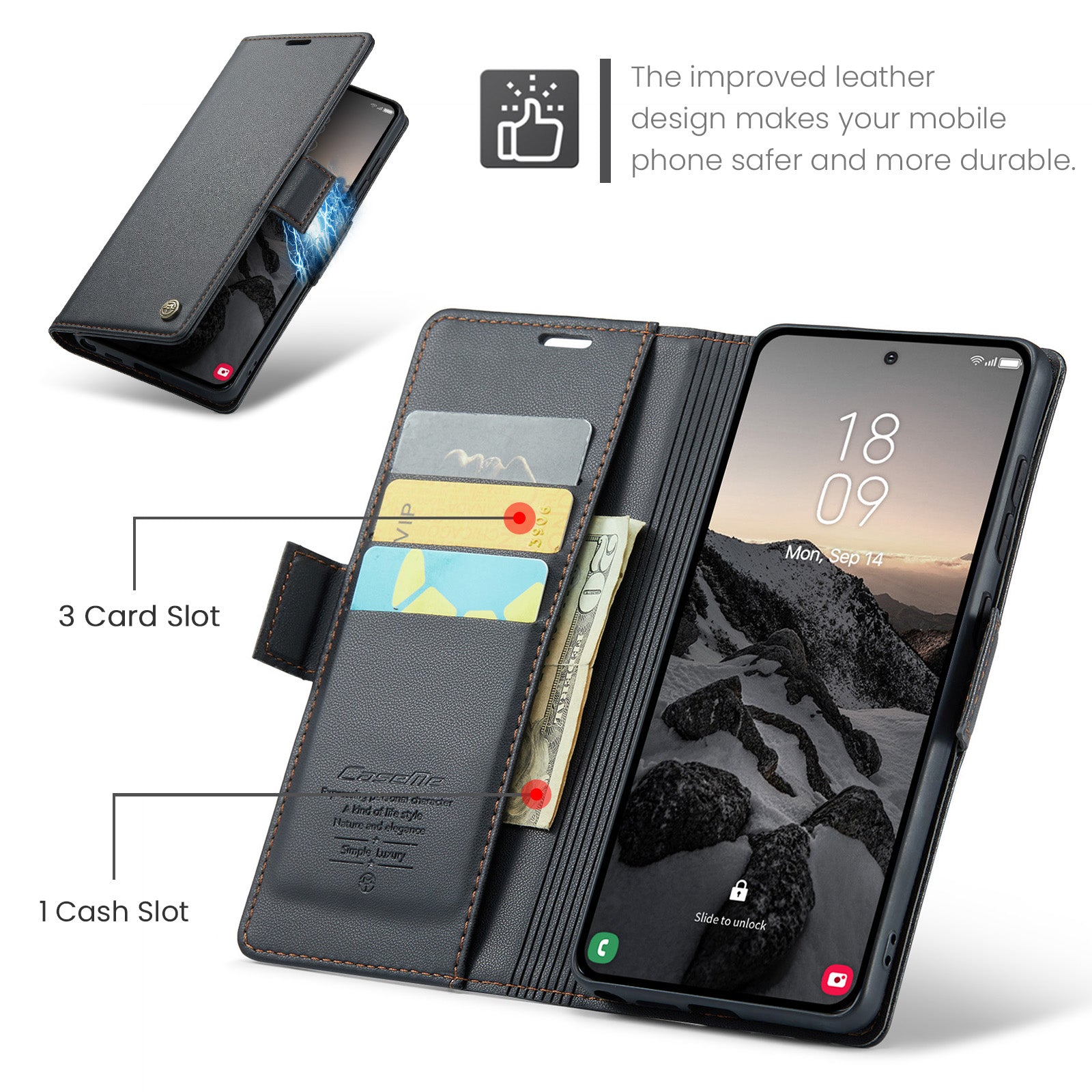 Samsung Galaxy S26 Ultra CaseMe Retro Wallet Case [Black]