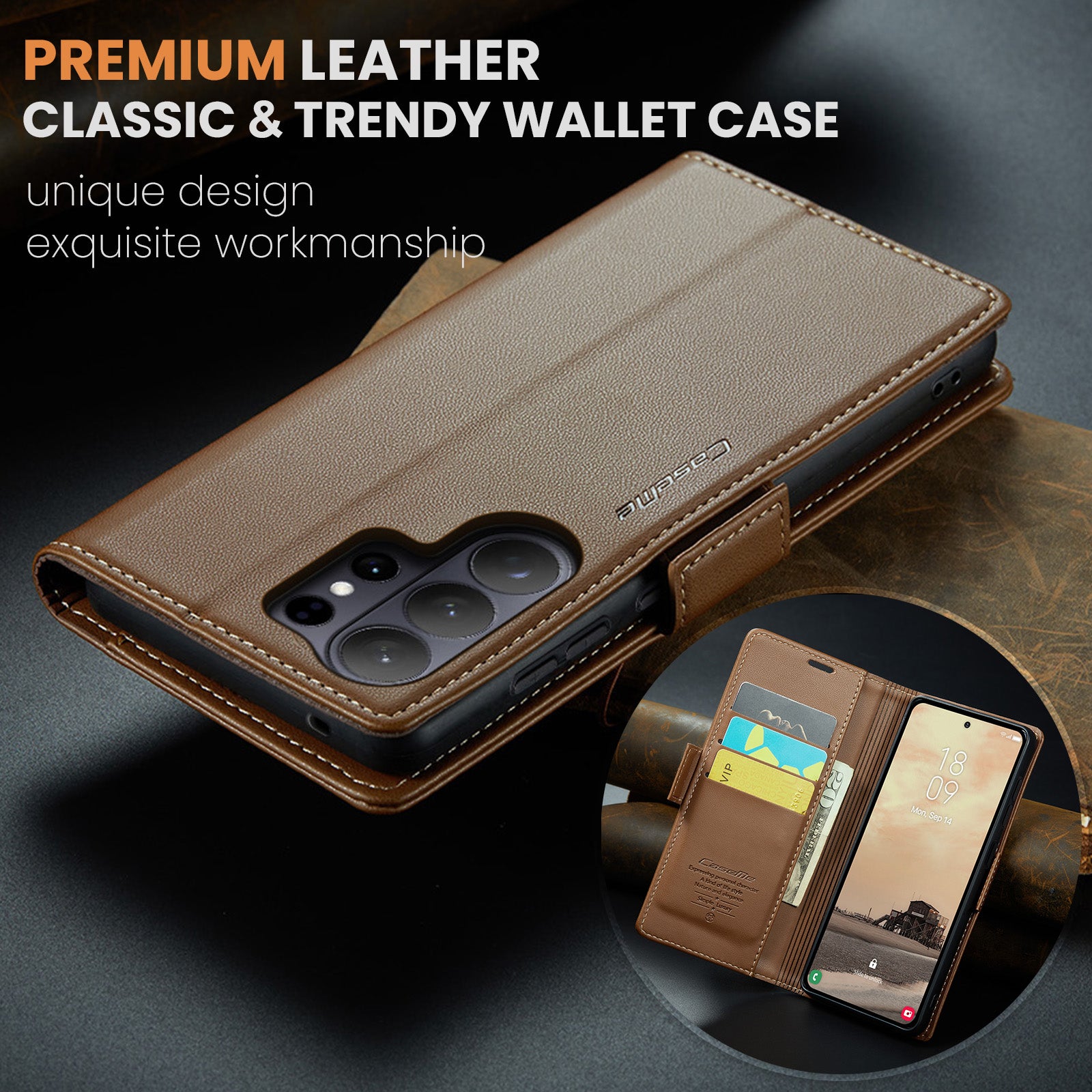 Samsung Galaxy S26 Ultra CaseMe Retro Wallet Case [Brown]