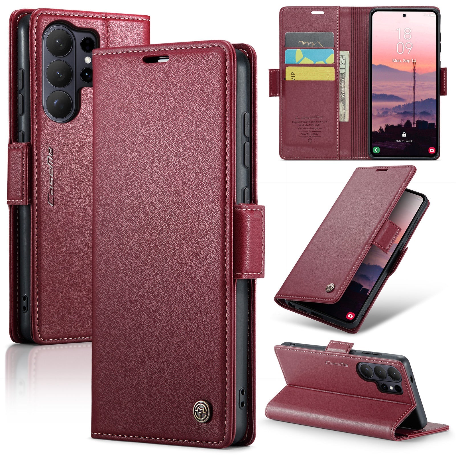 Samsung Galaxy S26 Ultra CaseMe Retro Wallet Case [Maroon]