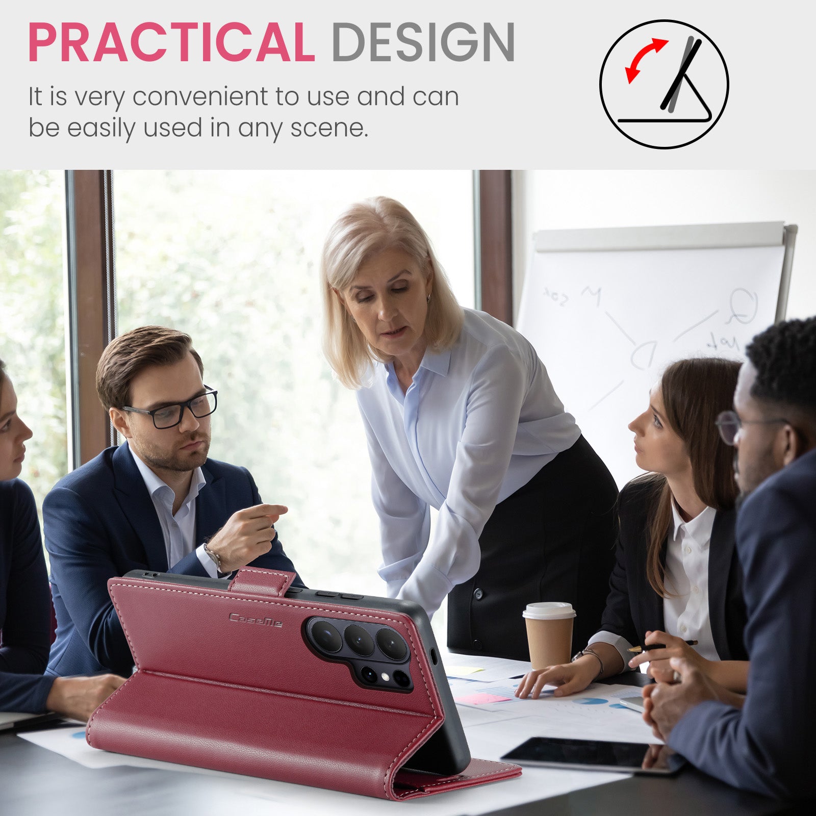 Samsung Galaxy S26 Ultra CaseMe Retro Wallet Case [Maroon]