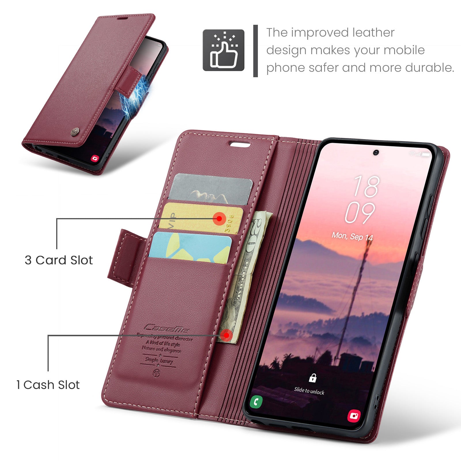 Samsung Galaxy S26 Ultra CaseMe Retro Wallet Case [Maroon]