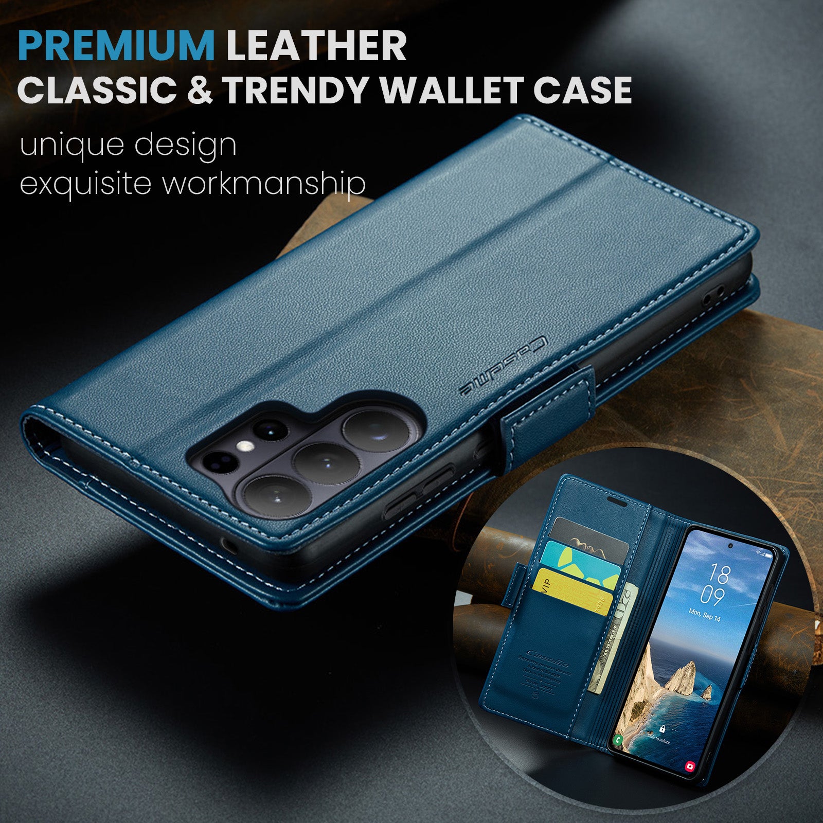 Samsung Galaxy S26 Ultra CaseMe Retro Wallet Case [Navy]