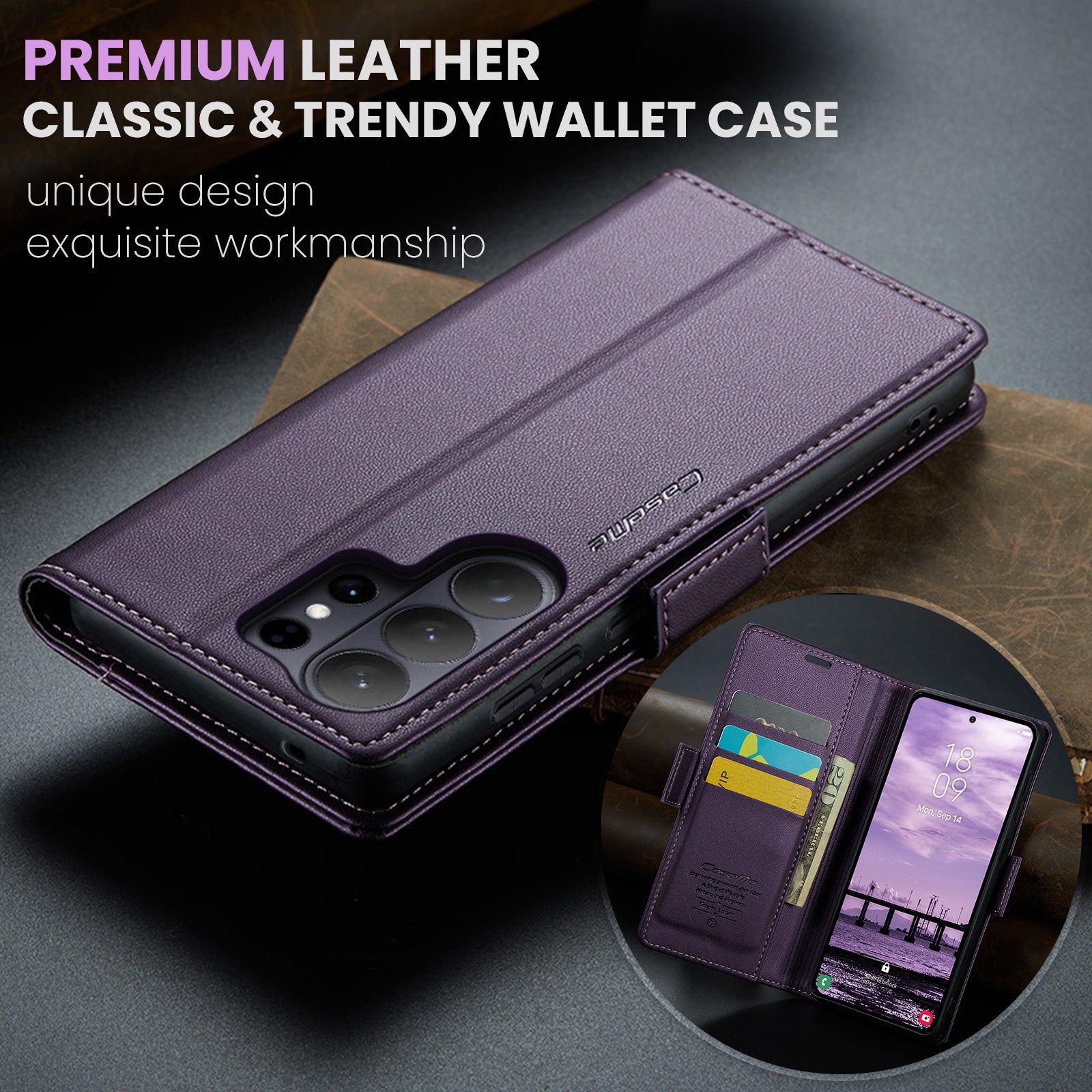 Samsung Galaxy S26 Ultra CaseMe Retro Wallet Case [Purple]