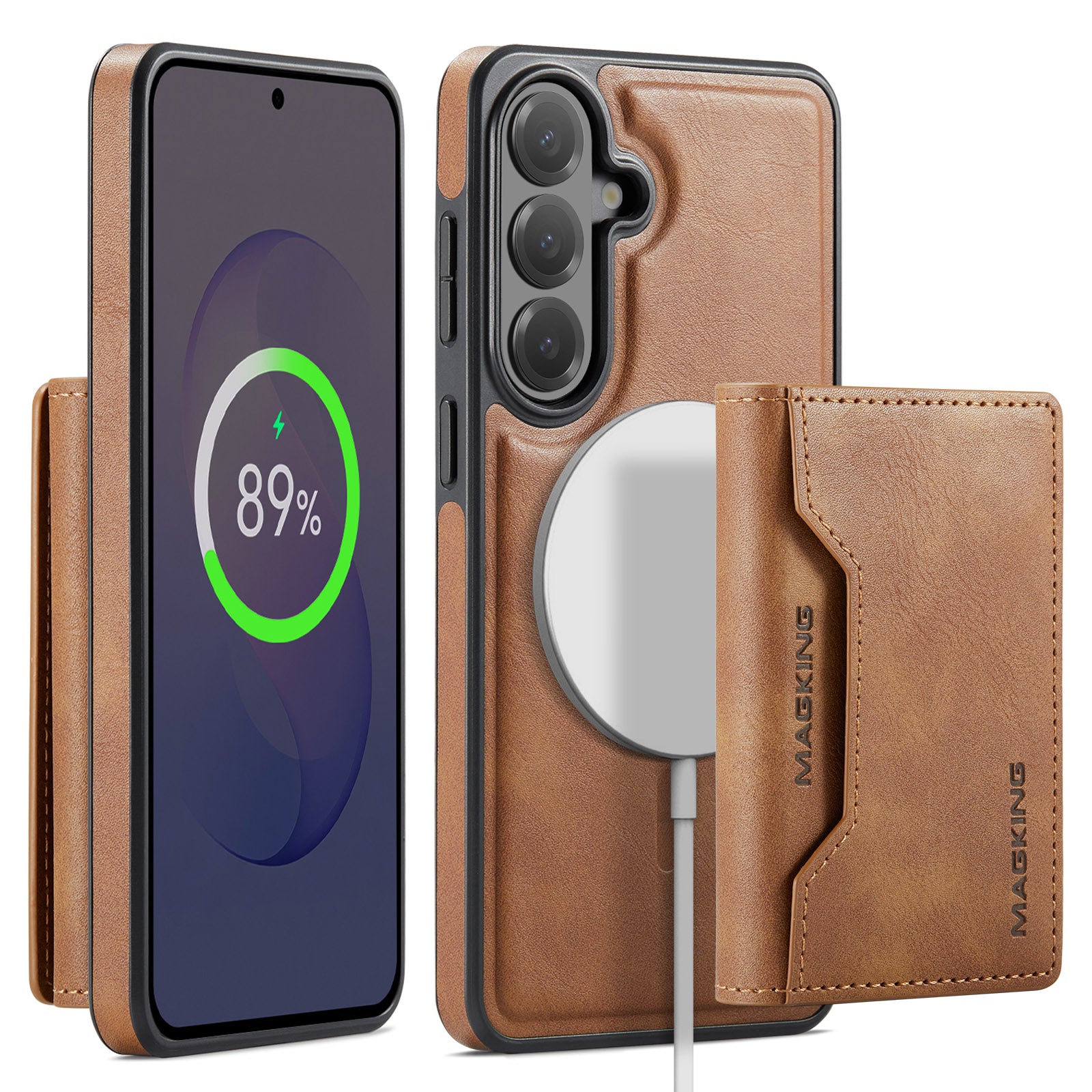 Samsung Galaxy S26 FE DG.MING MagSafe Detachable Wallet Case [Brown]