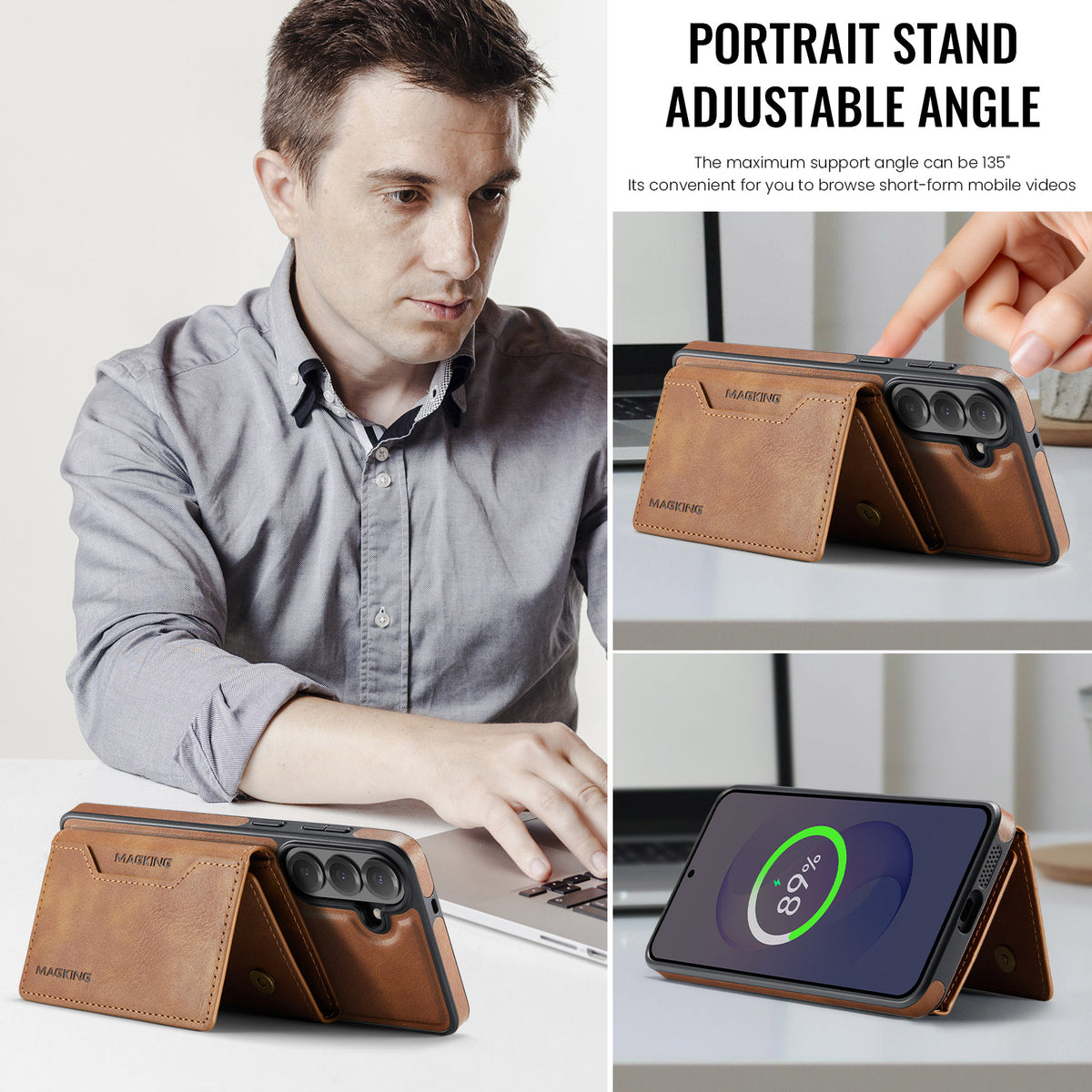 Samsung Galaxy S26 FE DG.MING MagSafe Detachable Wallet Case [Brown]