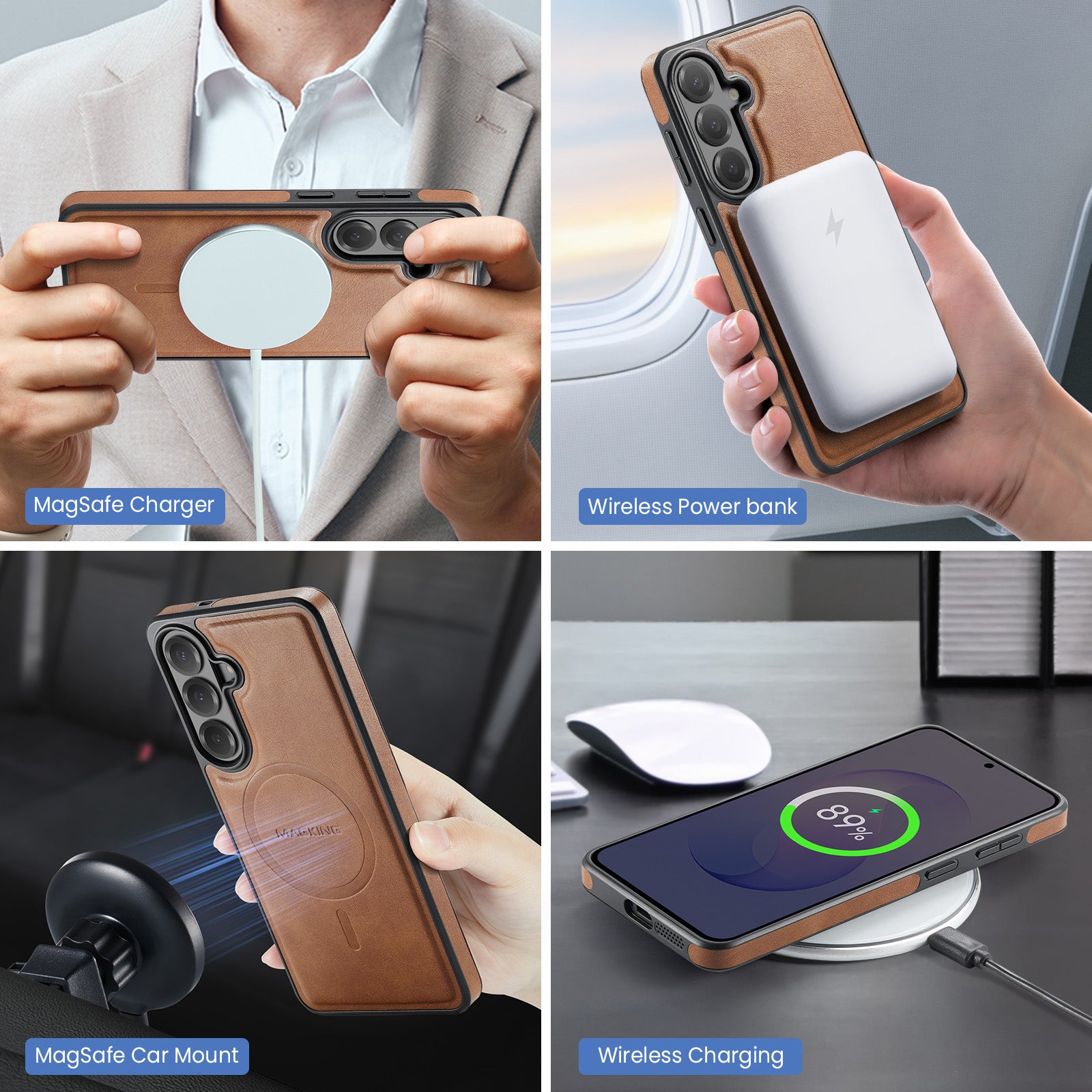 Samsung Galaxy S26 FE DG.MING MagSafe Detachable Wallet Case [Brown]