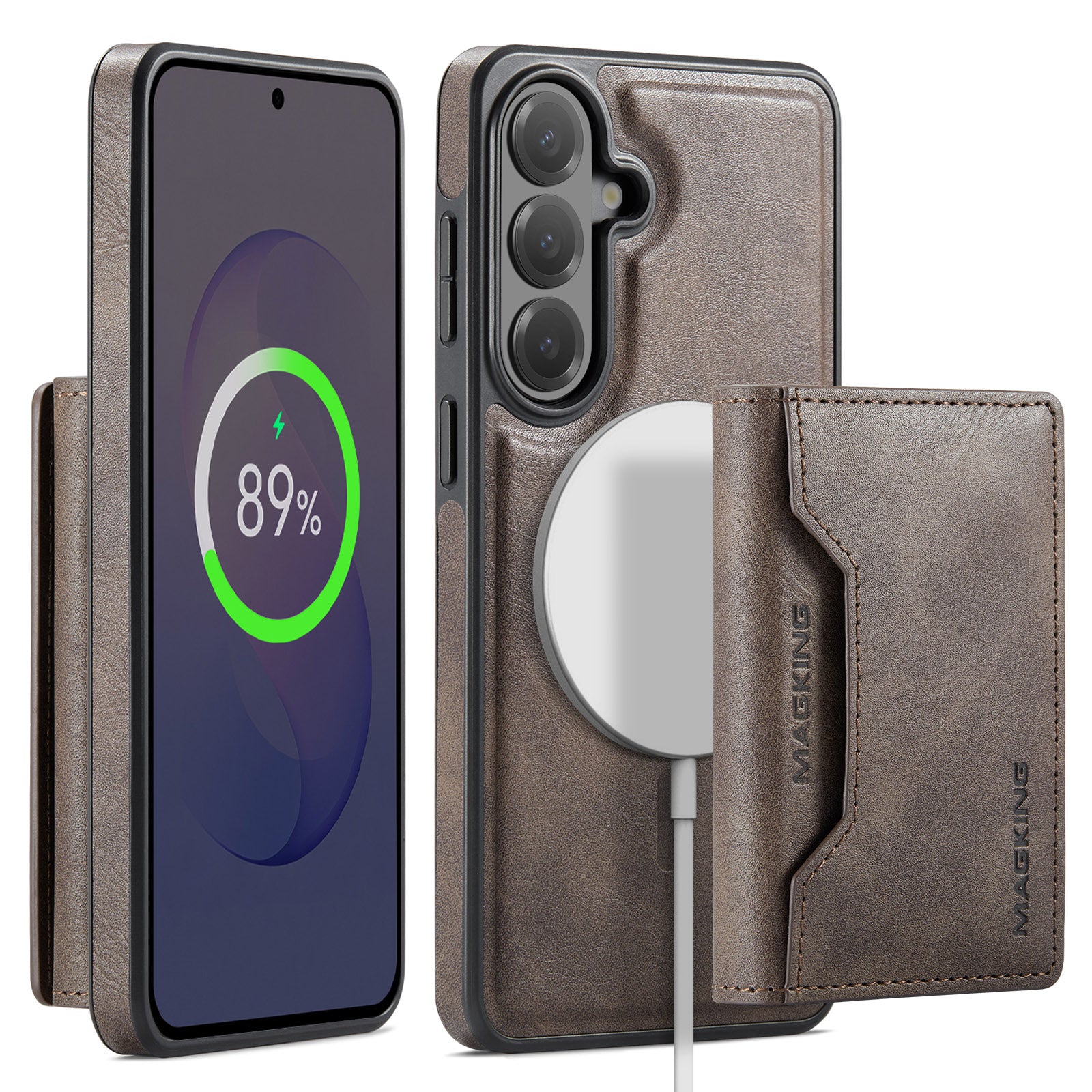 Samsung Galaxy S26 FE DG.MING MagSafe Detachable Wallet Case [Coffee]