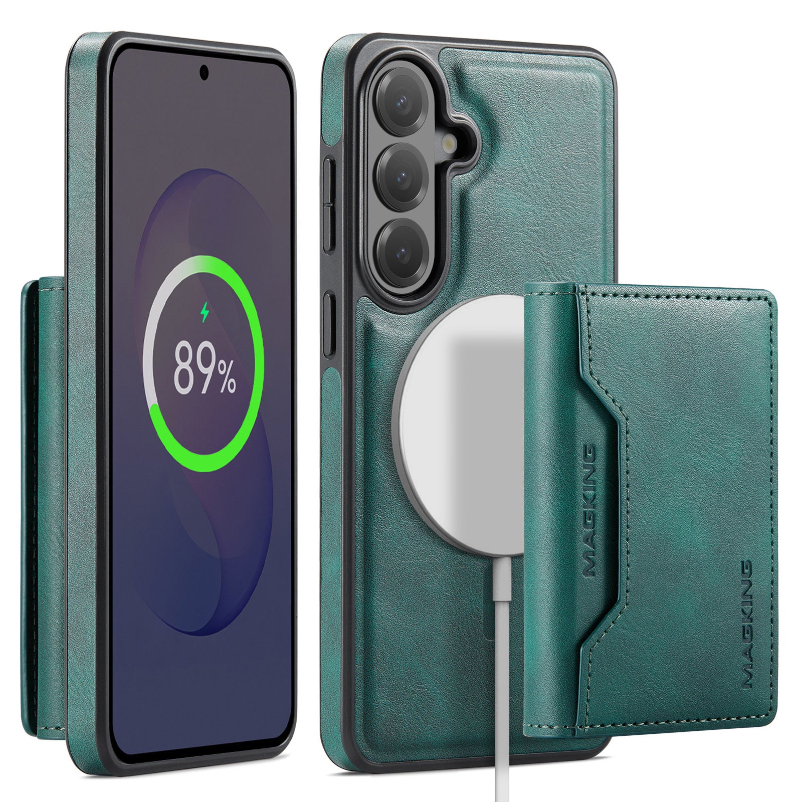 Samsung Galaxy S26 FE DG.MING MagSafe Detachable Wallet Case [Green]
