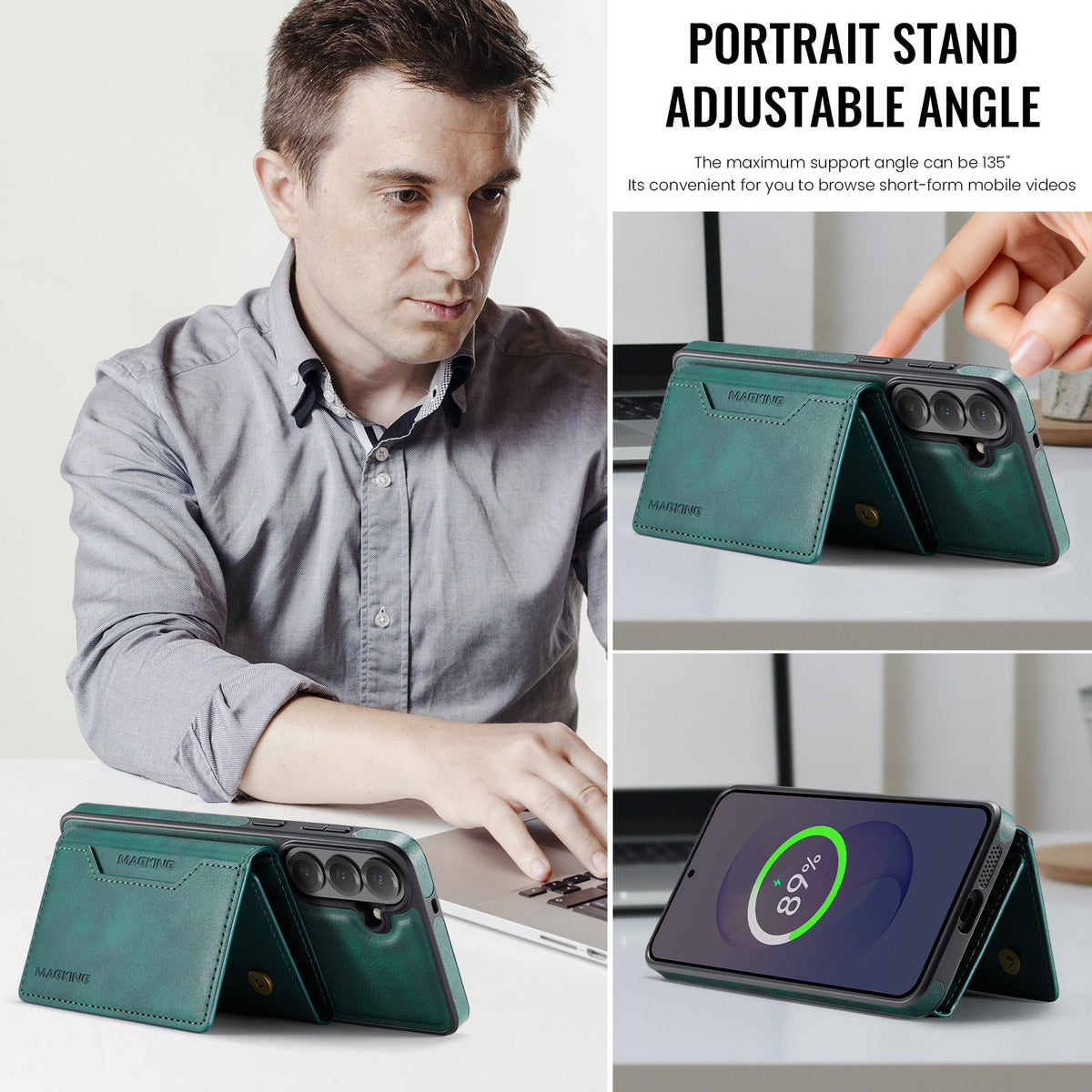 Samsung Galaxy S26 FE DG.MING MagSafe Detachable Wallet Case [Green]