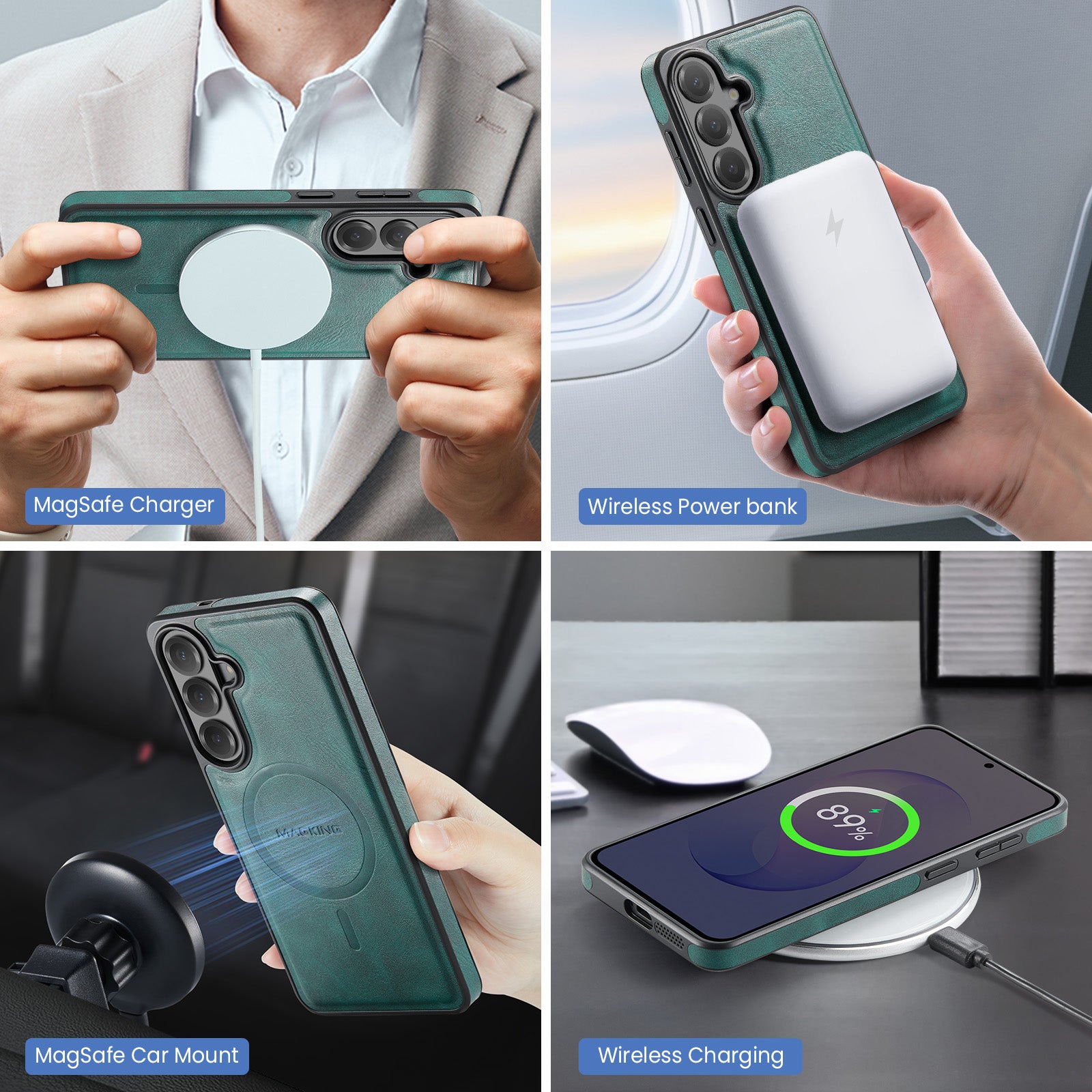 Samsung Galaxy S26 FE DG.MING MagSafe Detachable Wallet Case [Green]