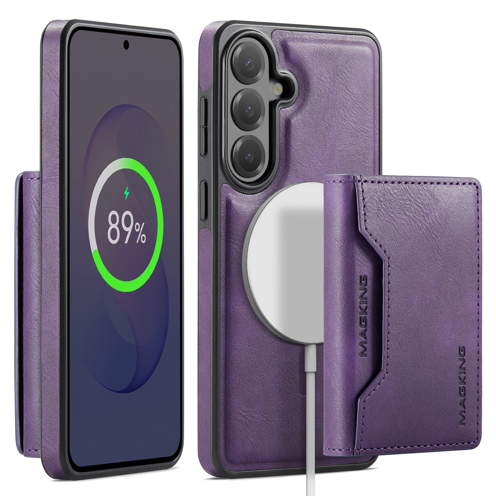 Samsung Galaxy S26 FE DG.MING MagSafe Detachable Wallet Case [Purple]