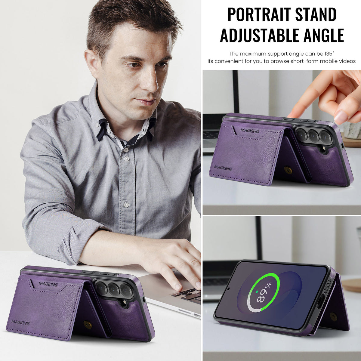 Samsung Galaxy S26 FE DG.MING MagSafe Detachable Wallet Case [Purple]