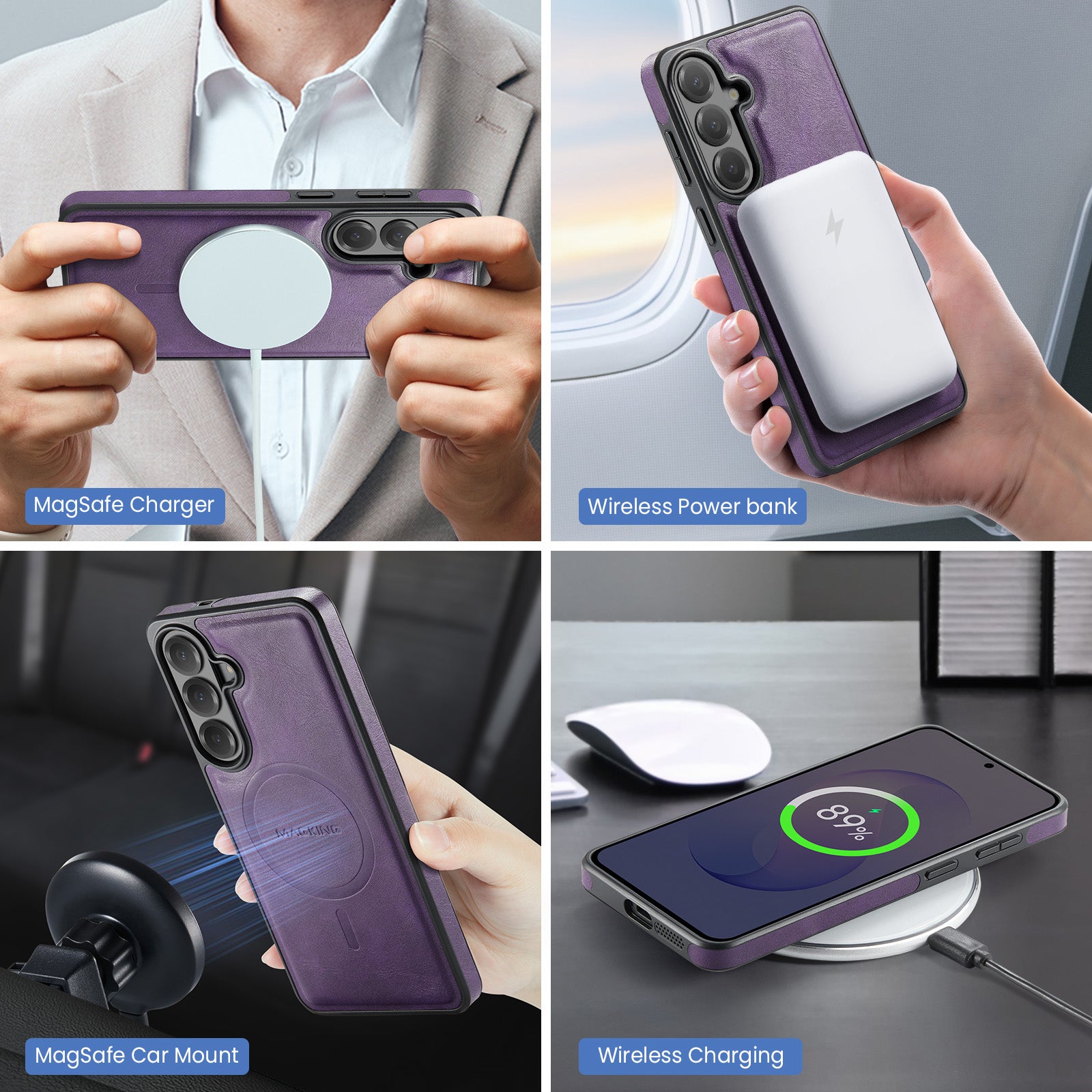 Samsung Galaxy S26 FE DG.MING MagSafe Detachable Wallet Case [Purple]