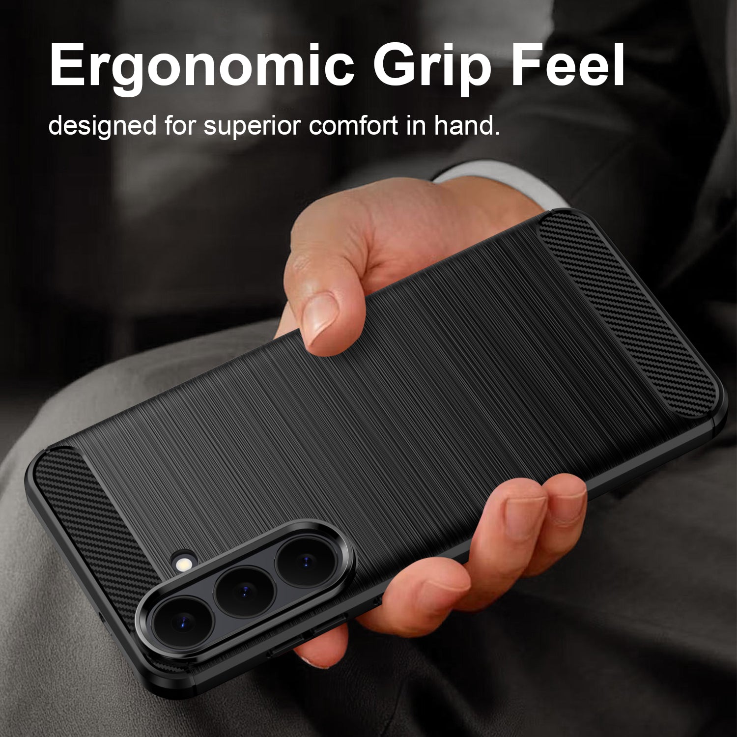 Samsung Galaxy S26FE Carbon Fibre TPU Case Slim Shockproof Cover Black
