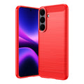 Samsung Galaxy S26FE Carbon Fibre TPU Case Slim Shockproof Cover Red - Red