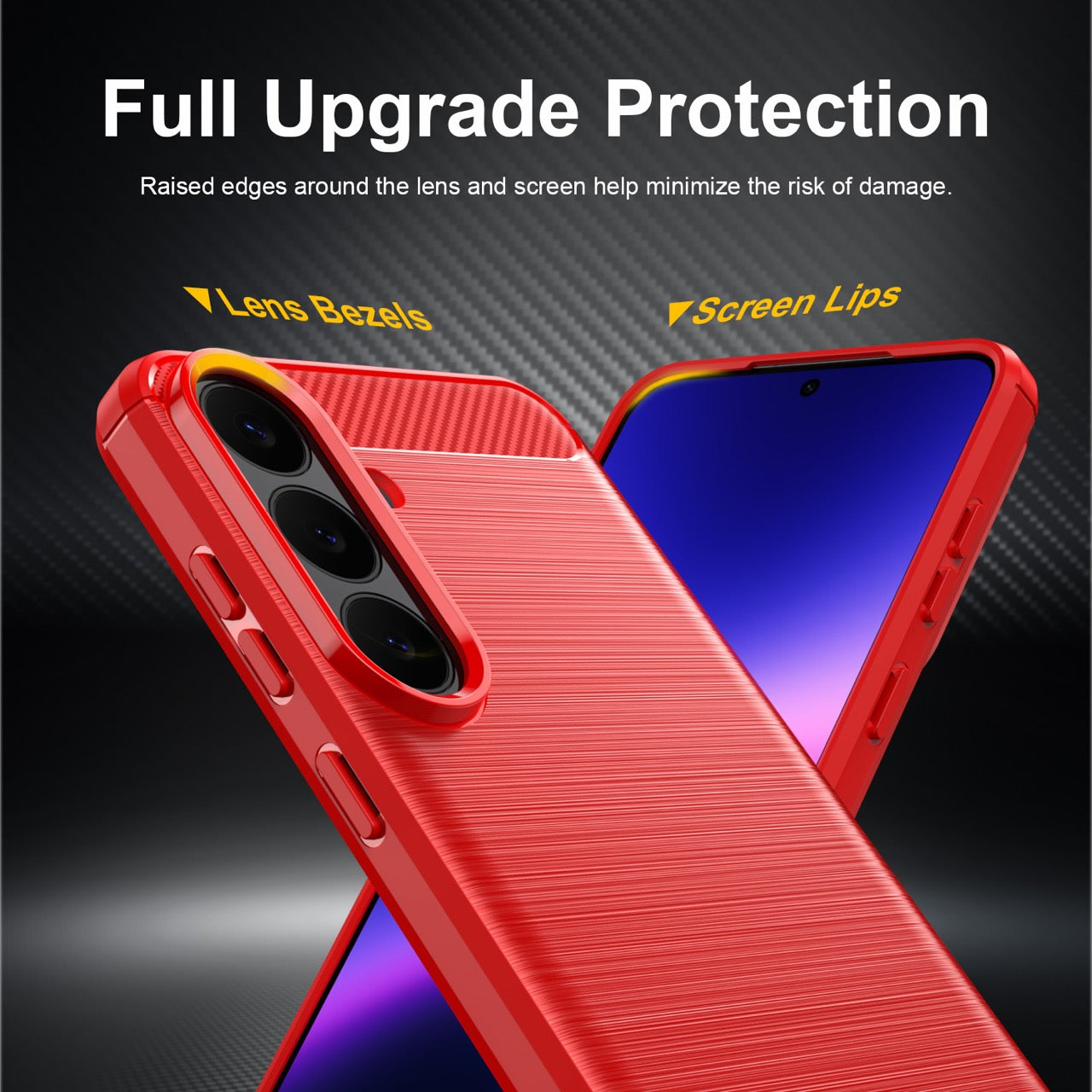 Samsung Galaxy S26FE Carbon Fibre TPU Case Slim Shockproof Cover Red