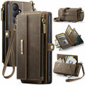 Samsung Galaxy S26FE Crossbody Case with Strap, Card Slots & Zipper Pocket [Coffee] - Coffee