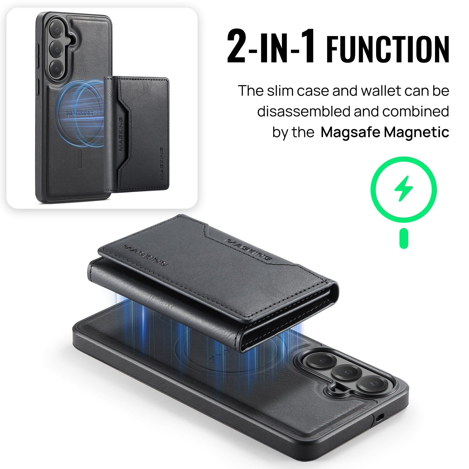 Samsung Galaxy S26 FE DG.MING MagSafe Detachable Wallet Case [Black]