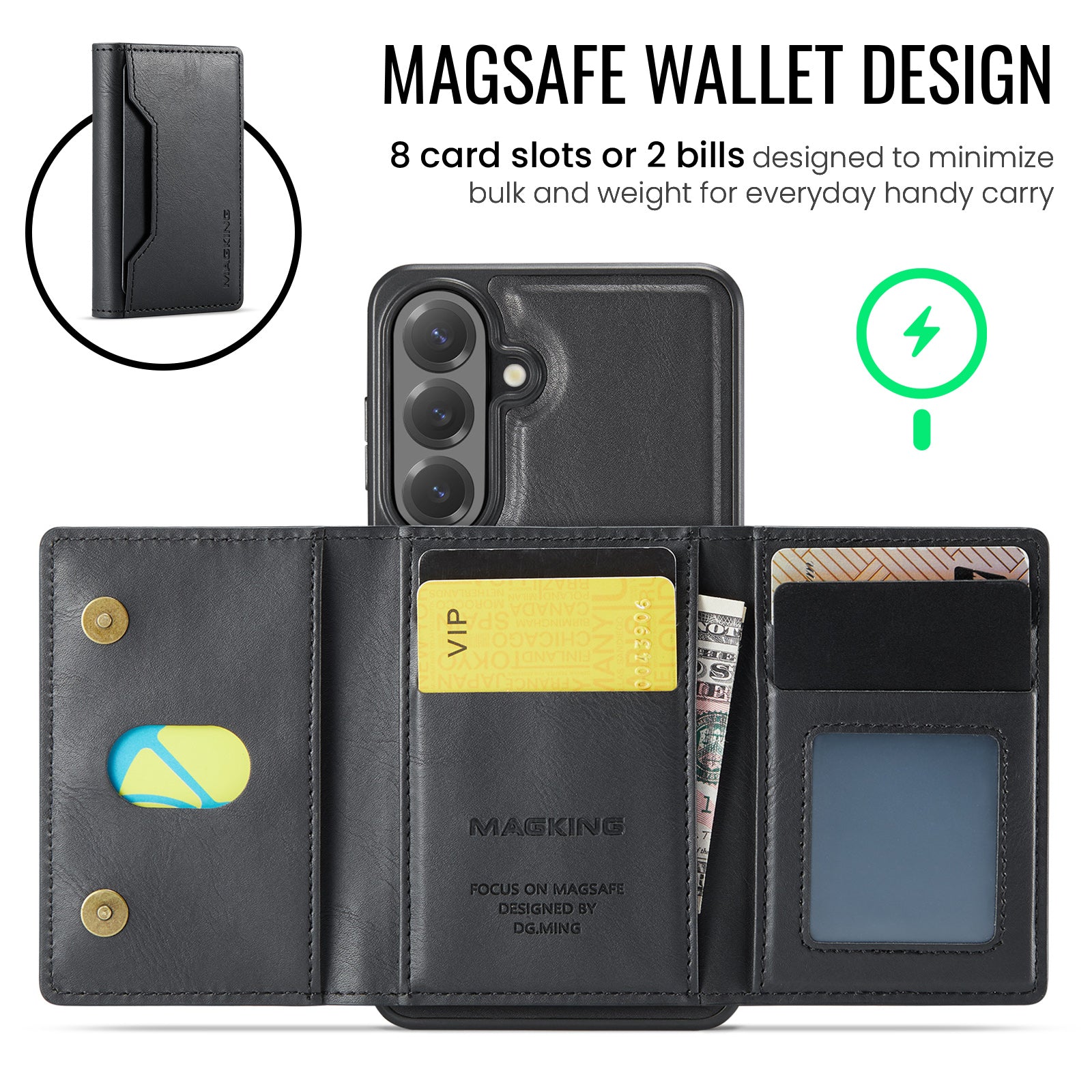 Samsung Galaxy S26 FE DG.MING MagSafe Detachable Wallet Case [Black]