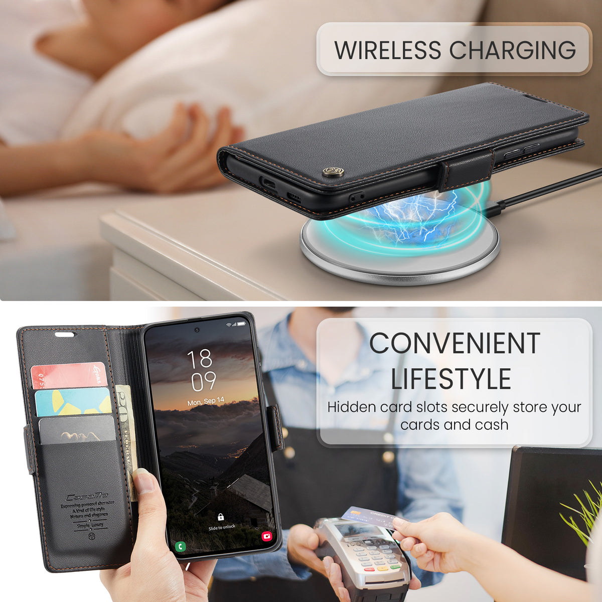 Samsung Galaxy S26FE CaseMe Retro Wallet Case [Black]
