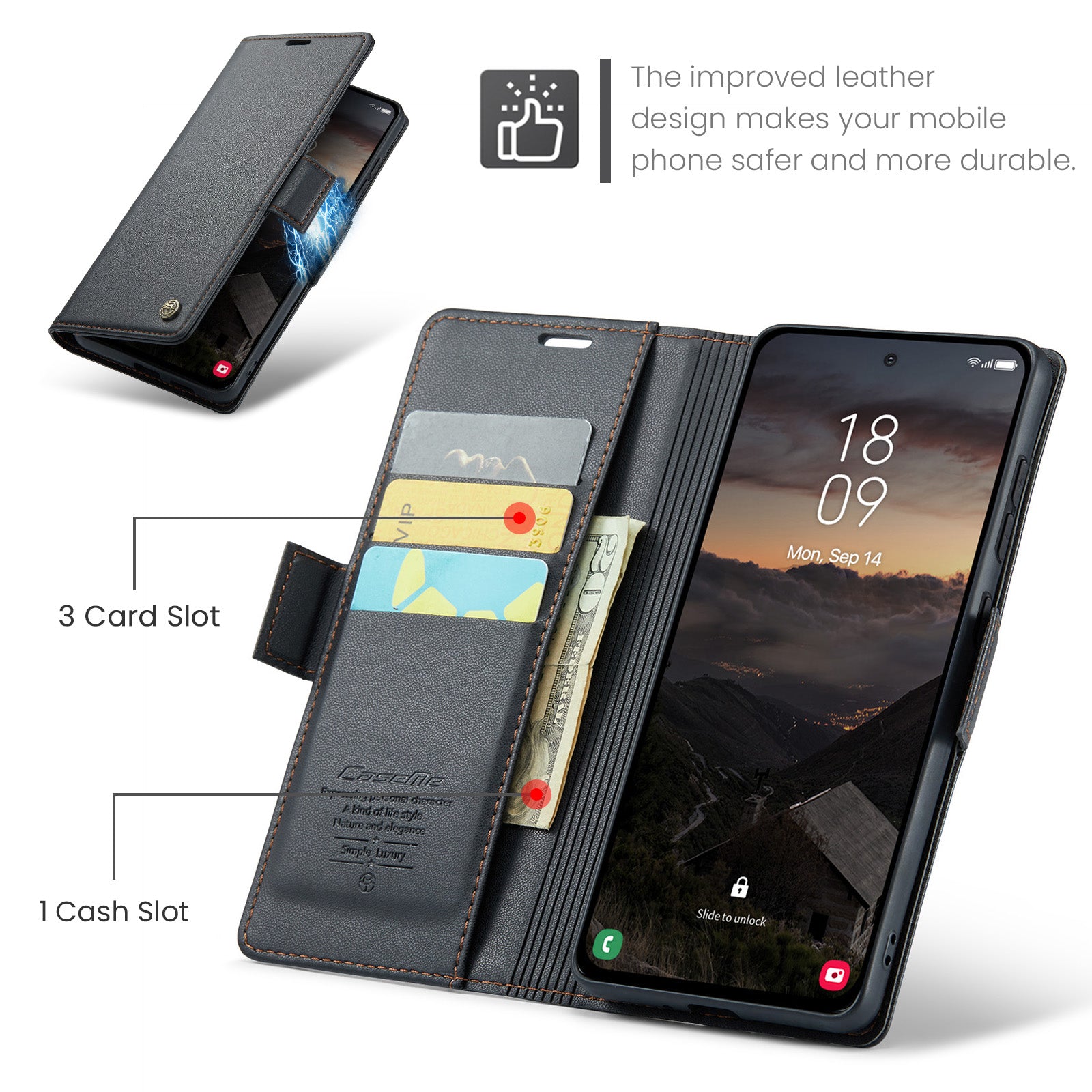 Samsung Galaxy S26FE CaseMe Retro Wallet Case [Black]