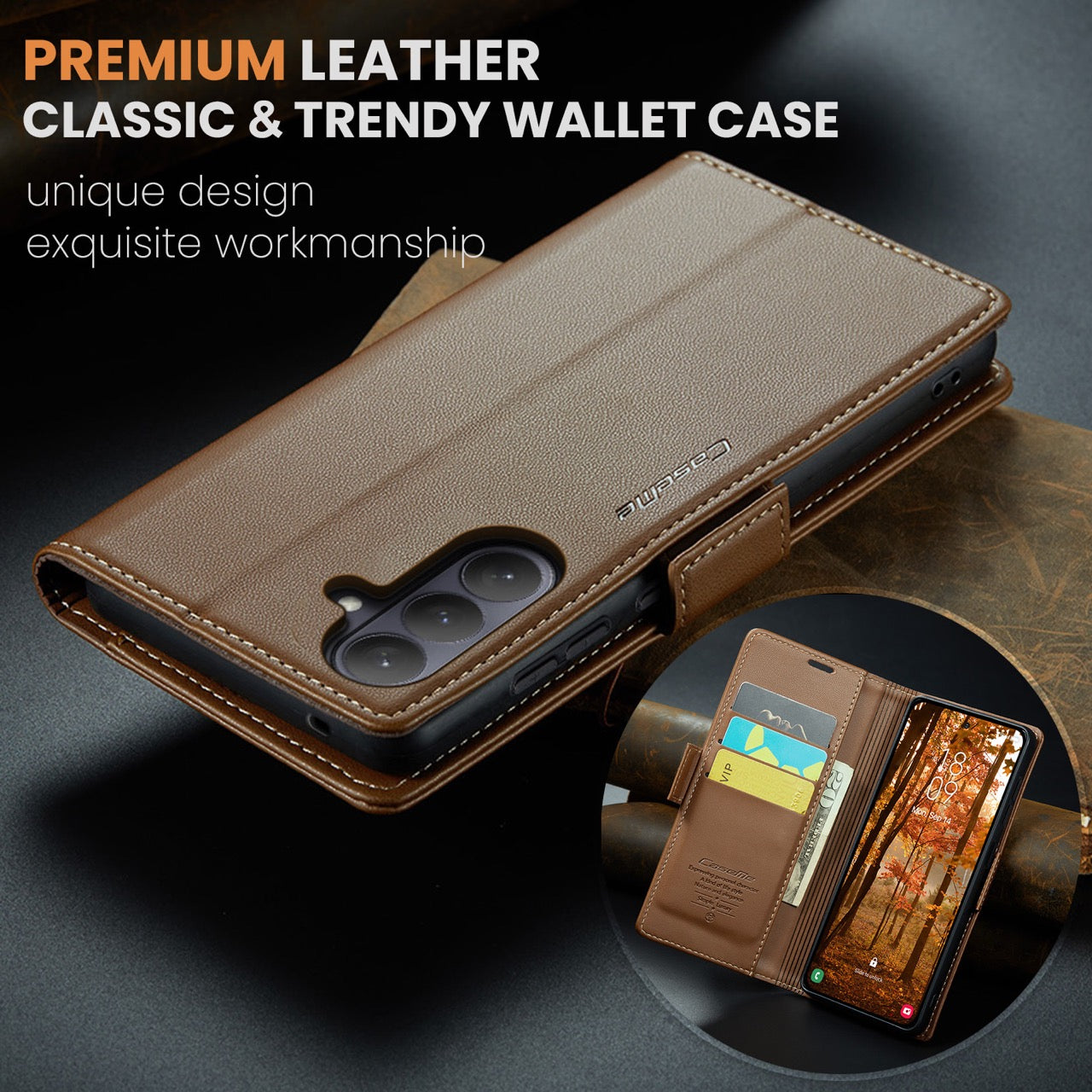 Samsung Galaxy S26FE CaseMe Retro Wallet Case [Brown]