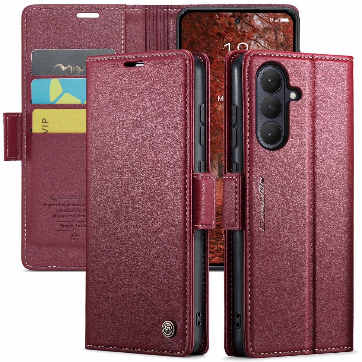 Samsung Galaxy S26FE CaseMe Retro Wallet Case [Maroon]