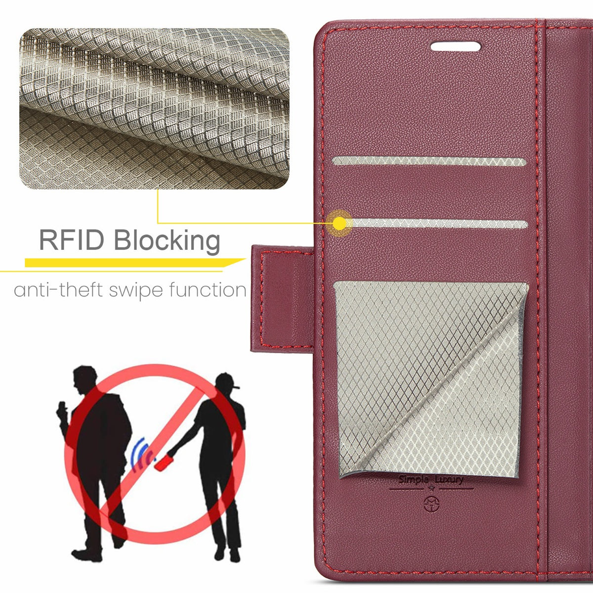 Samsung Galaxy S26FE CaseMe Retro Wallet Case [Maroon]