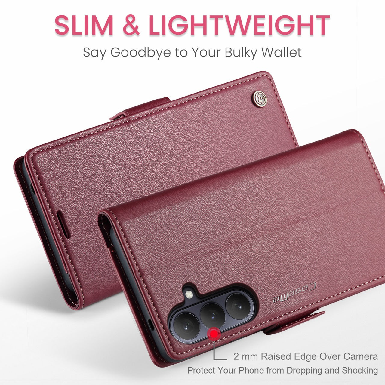 Samsung Galaxy S26FE CaseMe Retro Wallet Case [Maroon]