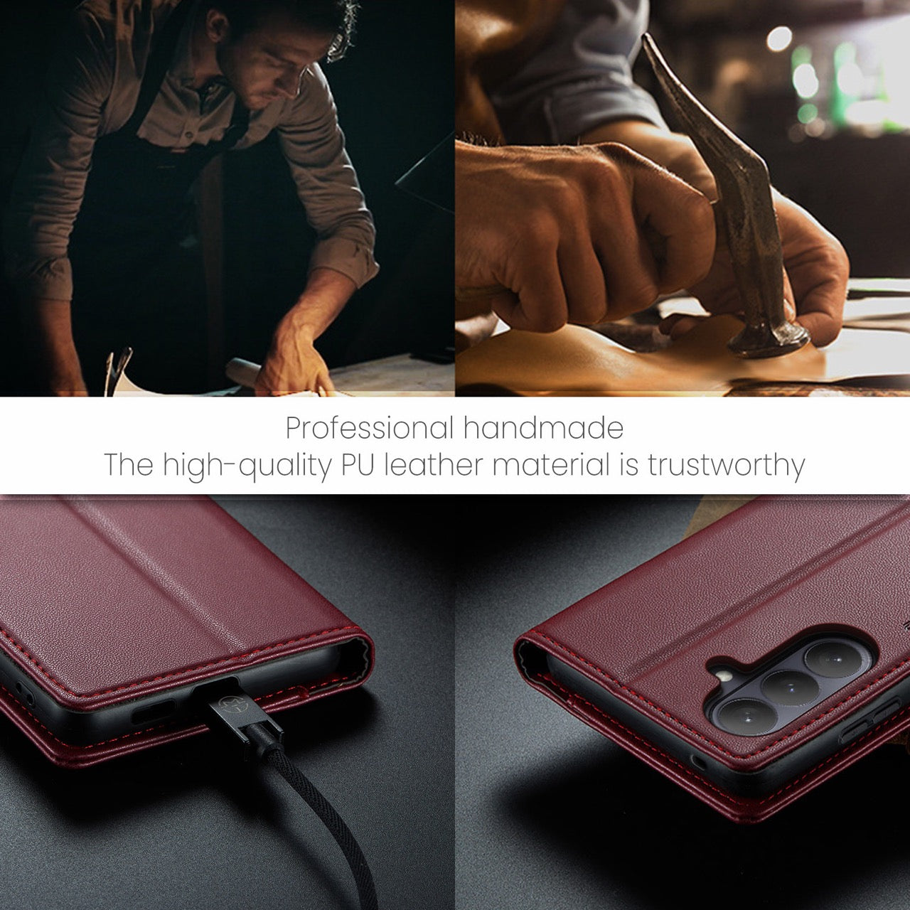 Samsung Galaxy S26FE CaseMe Retro Wallet Case [Maroon]