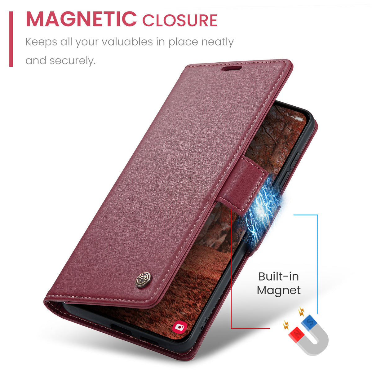 Samsung Galaxy S26FE CaseMe Retro Wallet Case [Maroon]