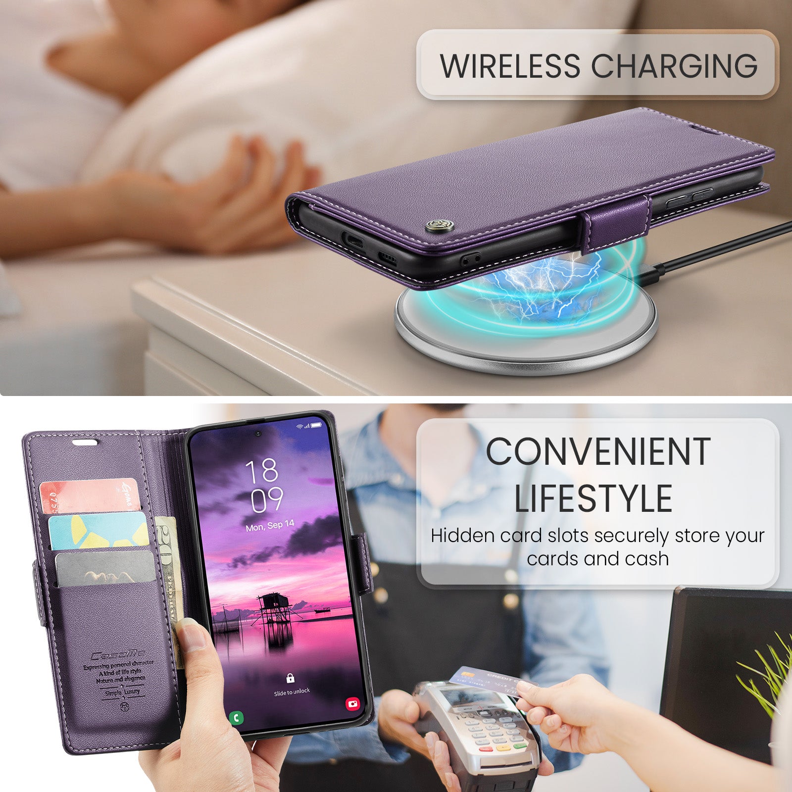 Samsung Galaxy S26FE CaseMe Retro Wallet Case [Purple]