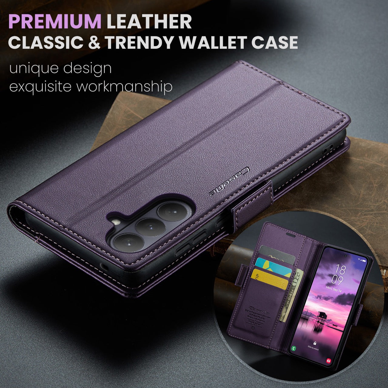 Samsung Galaxy S26FE CaseMe Retro Wallet Case [Purple]