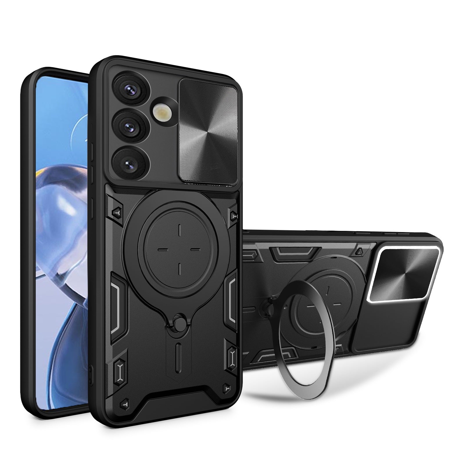 Samsung Galaxy S26FE Ring Kickstand Case w/ Camera Cover [Black]
