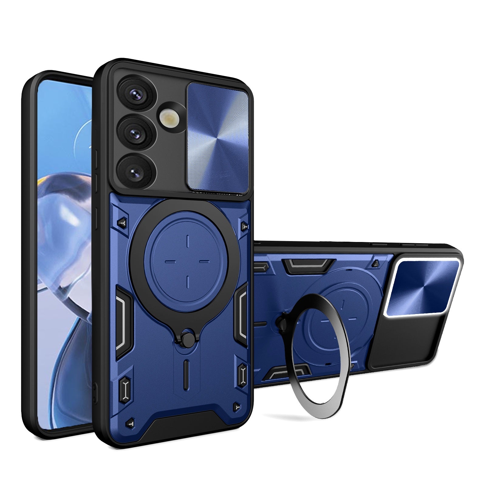 Samsung Galaxy S26FE Ring Kickstand Case w/ Camera Cover [Navy]