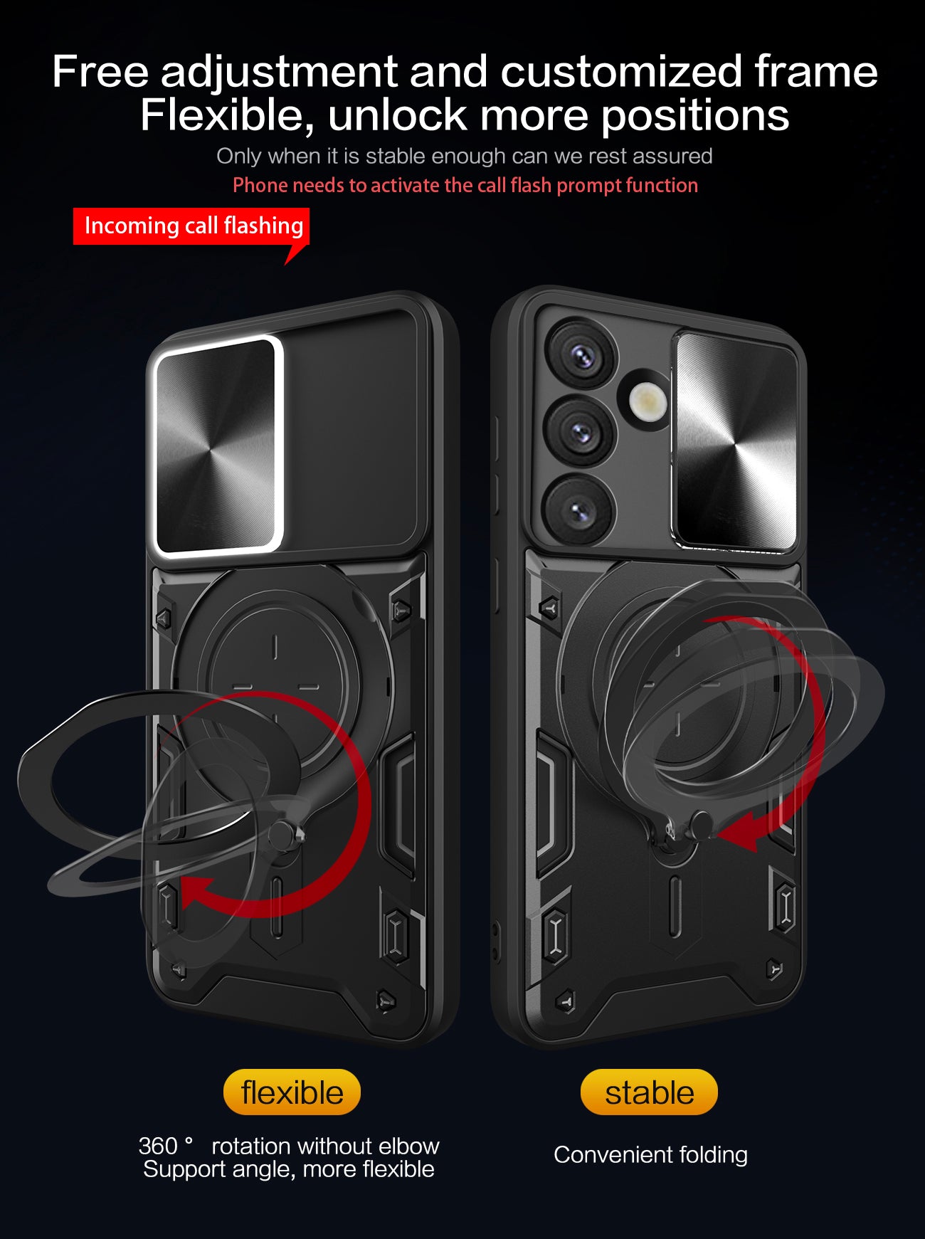 Samsung Galaxy S26FE Ring Kickstand Case w/ Camera Cover [Black]