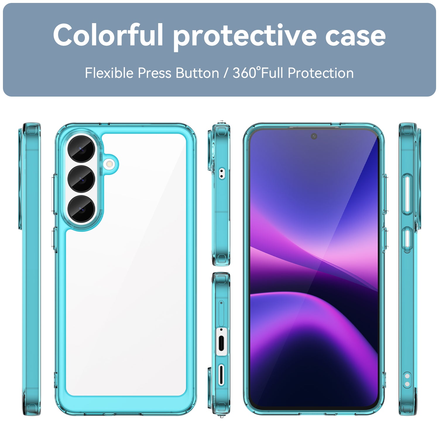 Samsung Galaxy S26FE Soft TPU Bumper Shockproof Cover Case [Clear Blue]