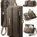 Samsung Galaxy A55 Crossbody Case with Strap, Card Slots & Zipper Pocket [Coffee] - Coffee