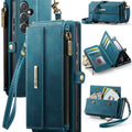 Samsung Galaxy A55 Crossbody Case with Strap, Card Slots & Zipper Pocket [Teal] - Teal