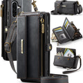 Samsung Galaxy A56 Crossbody Case with Strap, Card Slots & Zipper Pocket [Black] - Black