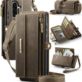 Samsung Galaxy A56 Crossbody Case with Strap, Card Slots & Zipper Pocket [Coffee] - Coffee