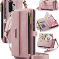 Samsung Galaxy A56 Crossbody Case with Strap, Card Slots & Zipper Pocket [Pink] - Pink