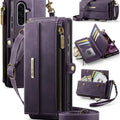 Samsung Galaxy A56 Crossbody Case with Strap, Card Slots & Zipper Pocket [Purple] - Purple