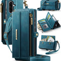 Samsung Galaxy A56 Crossbody Case with Strap, Card Slots & Zipper Pocket [Teal] - Teal