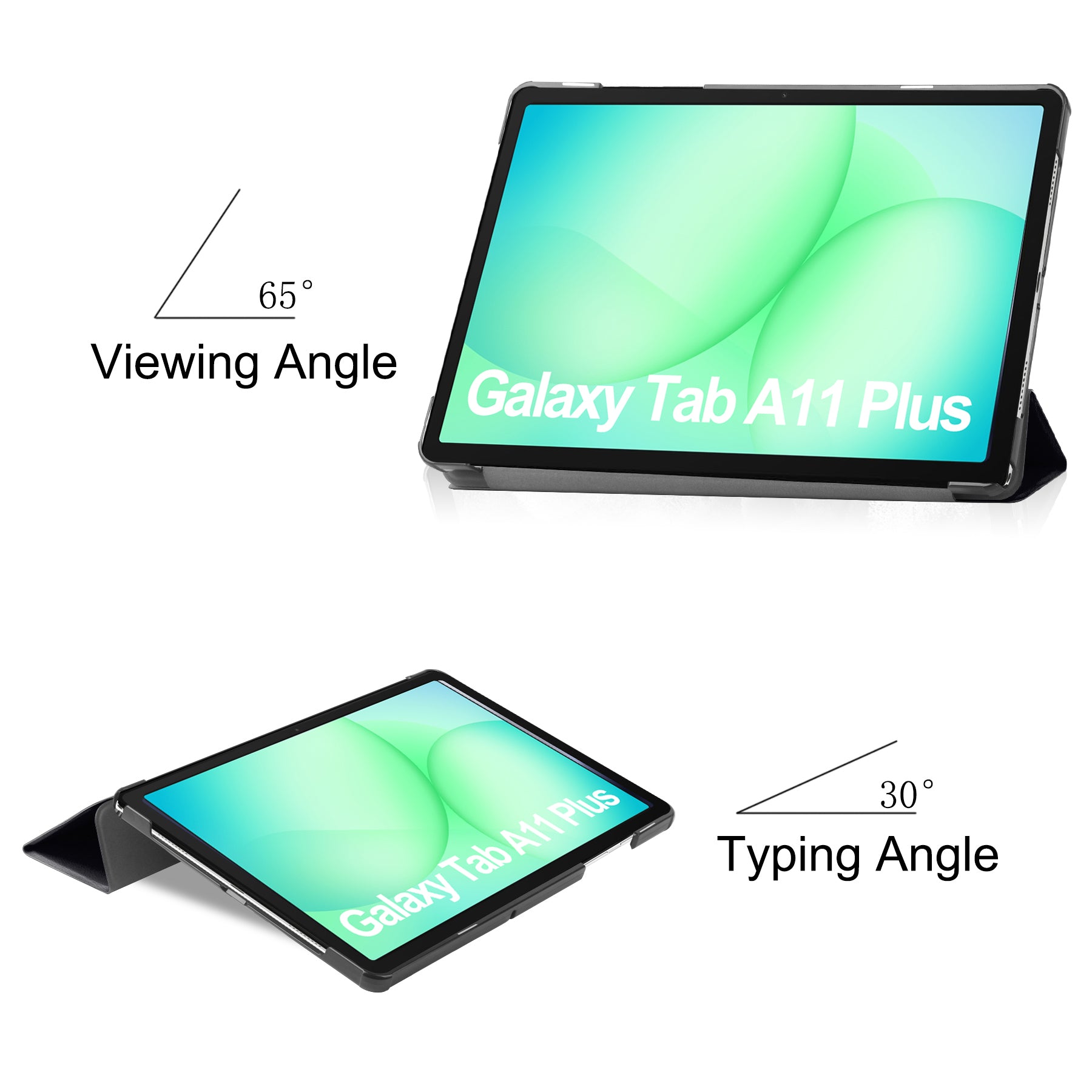 Samsung Galaxy Tab A11 Plus A11+ A9 Plus A9+ Designer Tri-fold PU Leather Stand Case No Touch