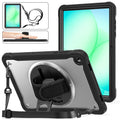 Samsung Tab A11+ A11 Plus Rugged Case - 360° Stand, Hand & Shoulder Strap - Shockproof - Black - Black