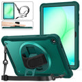 Samsung Tab A11+ A11 Plus Rugged Case - 360° Stand, Hand & Shoulder Strap - Shockproof - Green - Green
