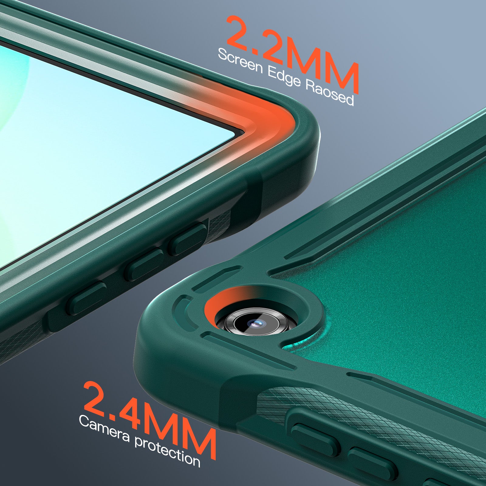 Samsung Tab A11+ A11 Plus Rugged Case - 360° Stand, Hand & Shoulder Strap - Shockproof - Green